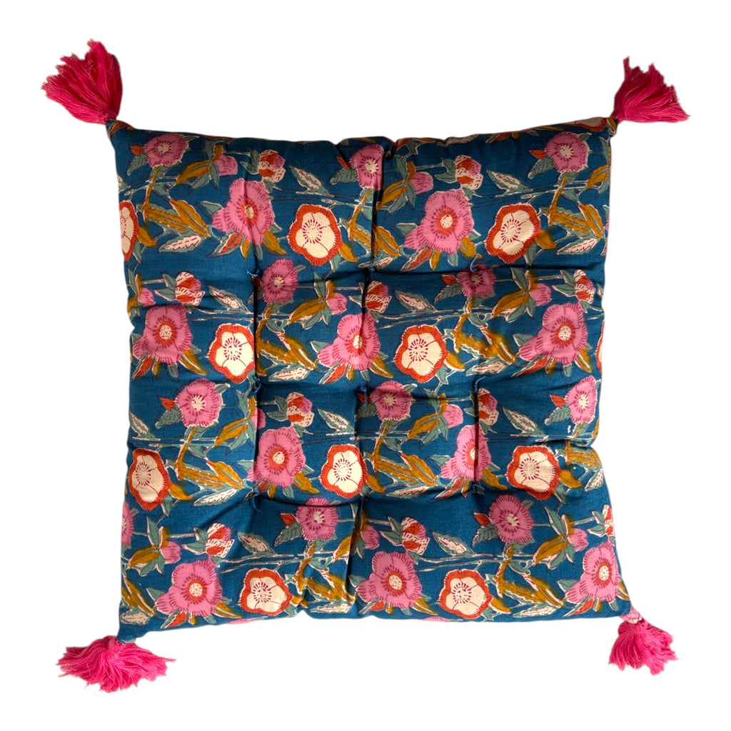 Block print cotton seat pads