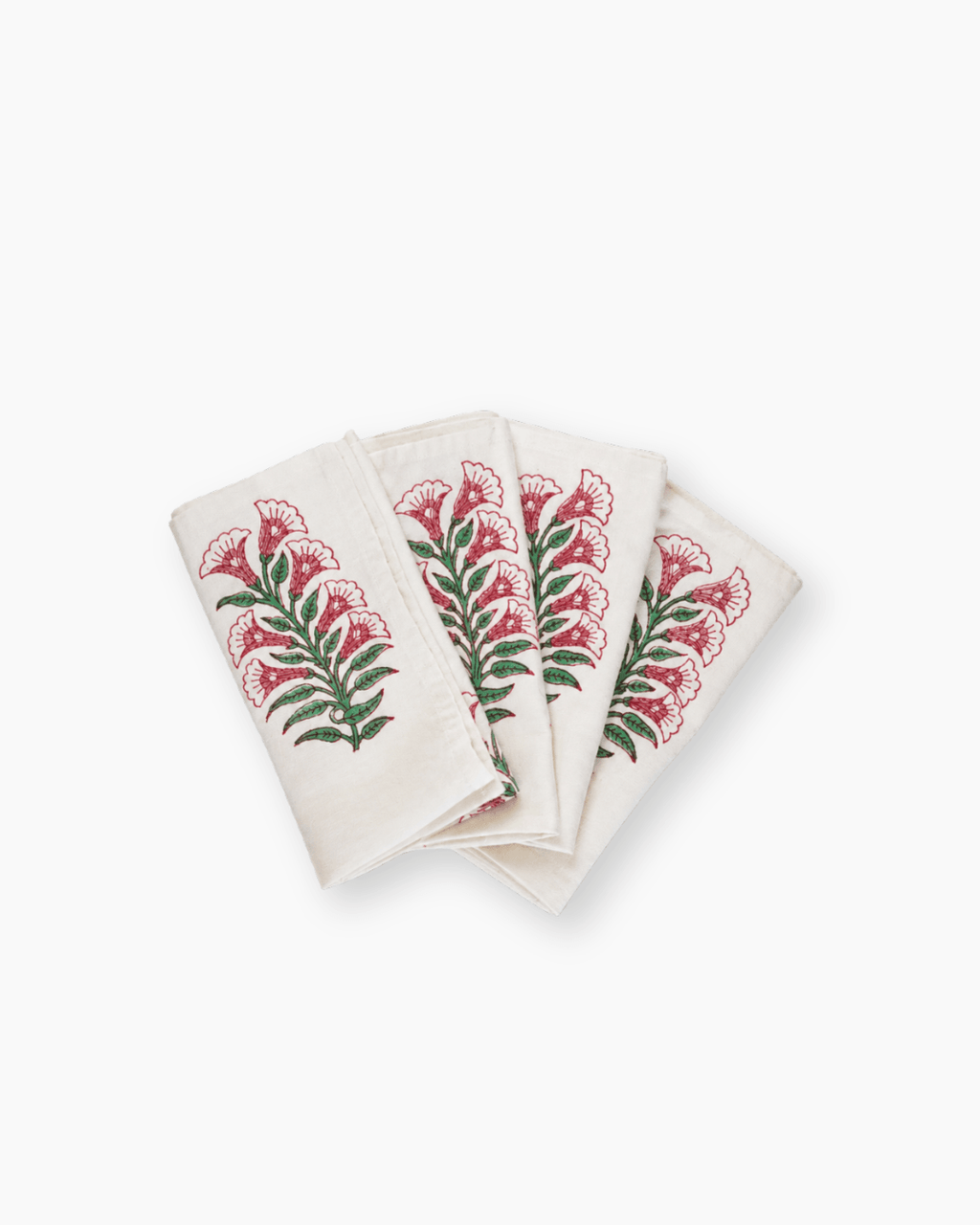 Pink Gladioli Cotton Block Print Napkins | Set of 4