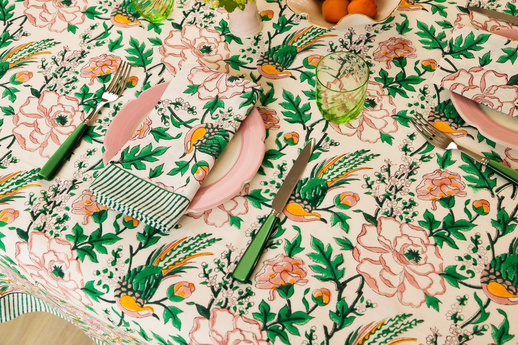 Table cloth | Tropical Paradise design | Pink, green & peach