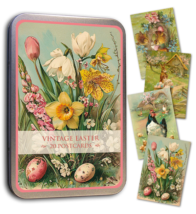 20 Postcard In A Tin | Vintage Easter