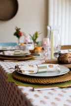 Ditsy Florals - Rose & Harvest Gold - Block Printed Cotton Napkins - Set of 4 (Pre-order November 1st )