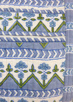Large Block Print Blue Quilted Nappy / Diaper Bag