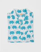 Boys Cotton Pyjamas in Blue Elephant Print