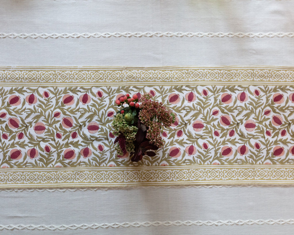 Block Printed Pomegranate Table Runner