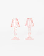 Pink Glass Lantern Tea Light Holder - Set of 2