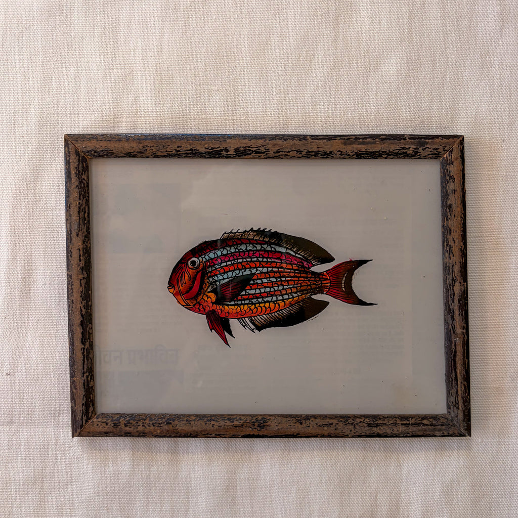RED FISH Indian glass painting
