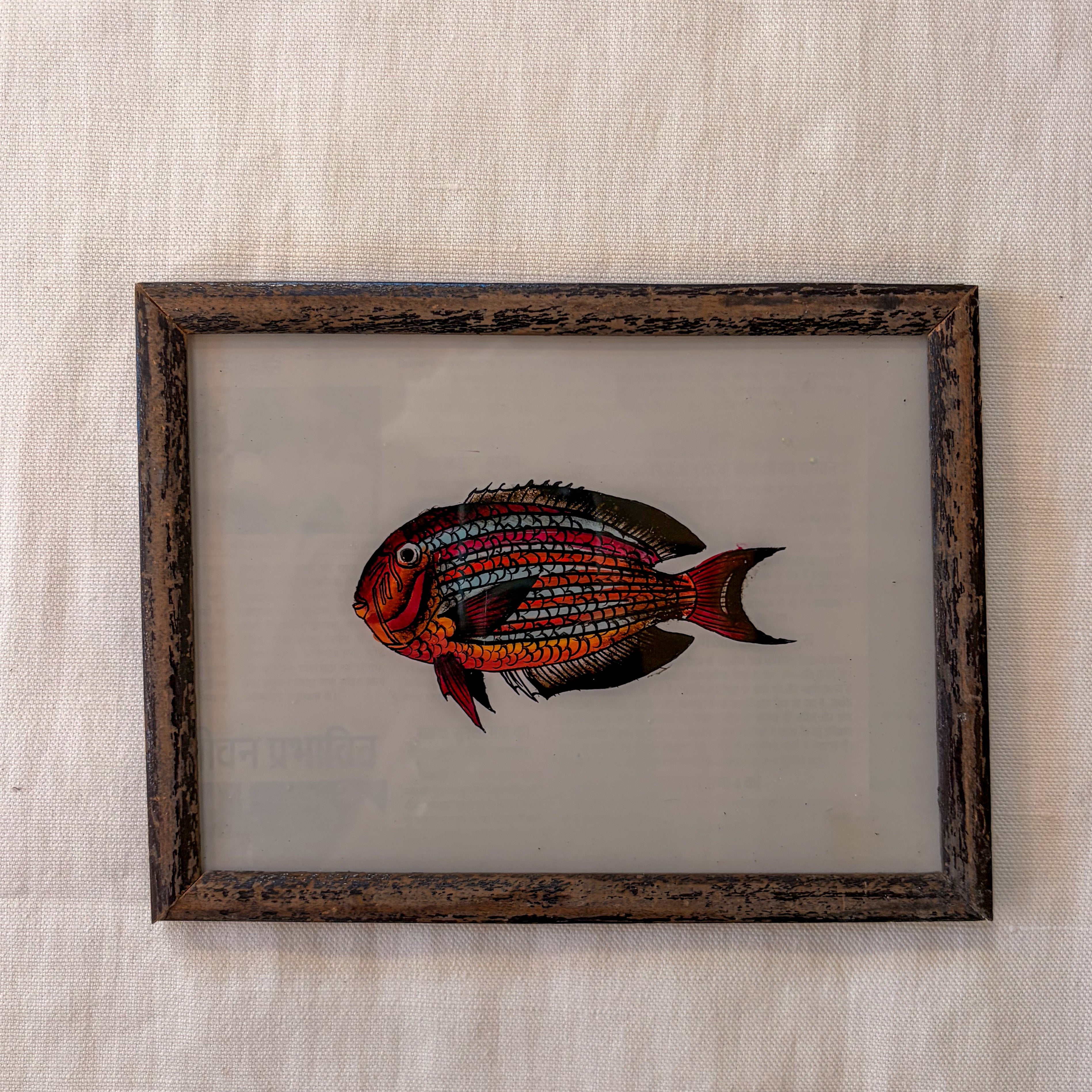 RED FISH Indian glass painting
