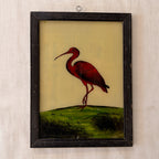 RED STORK Indian glass painting