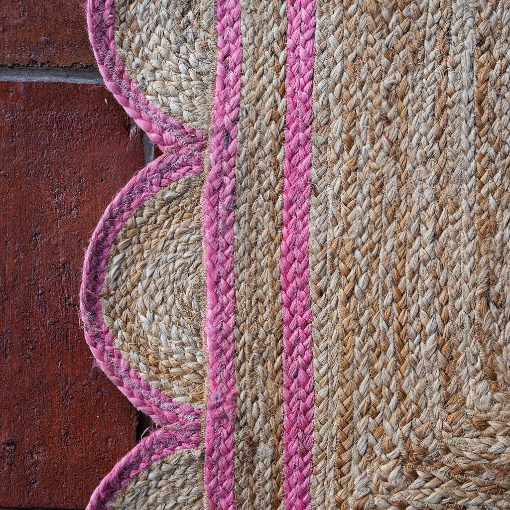 SPRING GREEN scalloped hand woven jute runner