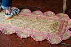 SPRING GREEN scalloped hand woven jute runner