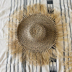 LARGE RAFFIA FRINGE HAT FROM NIGERIA. WALL OR TO WEAR.