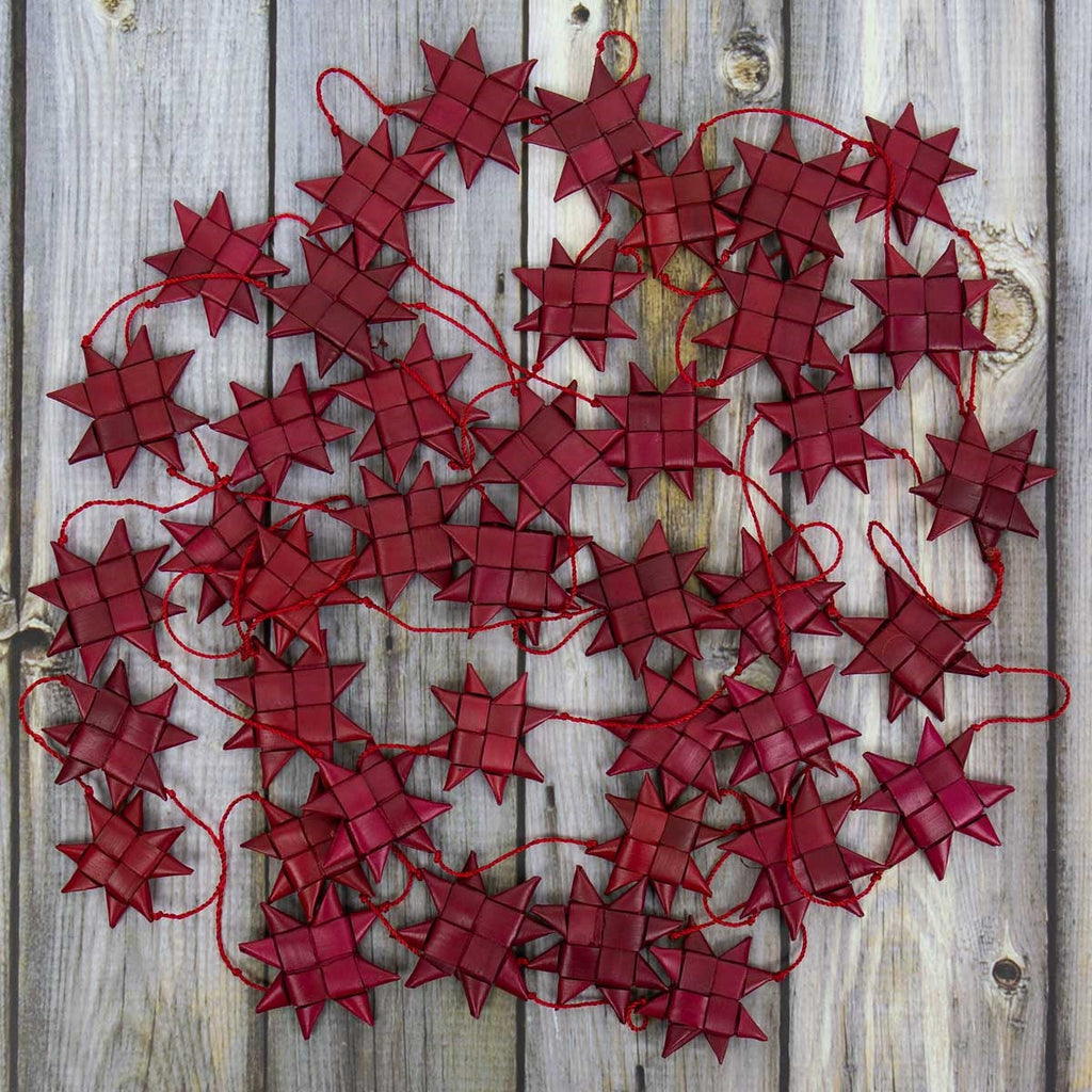 Red Handwoven Natural Star Garland - Fair Trade | 4.5Mtr