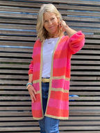 Elizabeth Long Mohair & Merino Cardigan with Lurex Trim