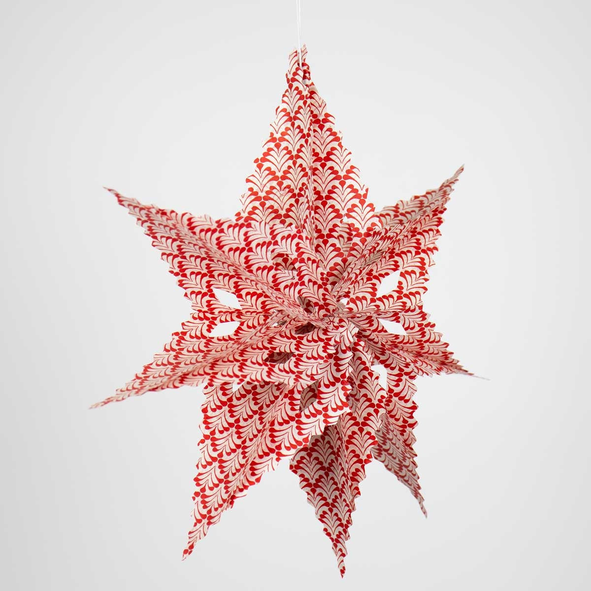 Red & White Kathmandu Handmade Paper Star | Fair Trade