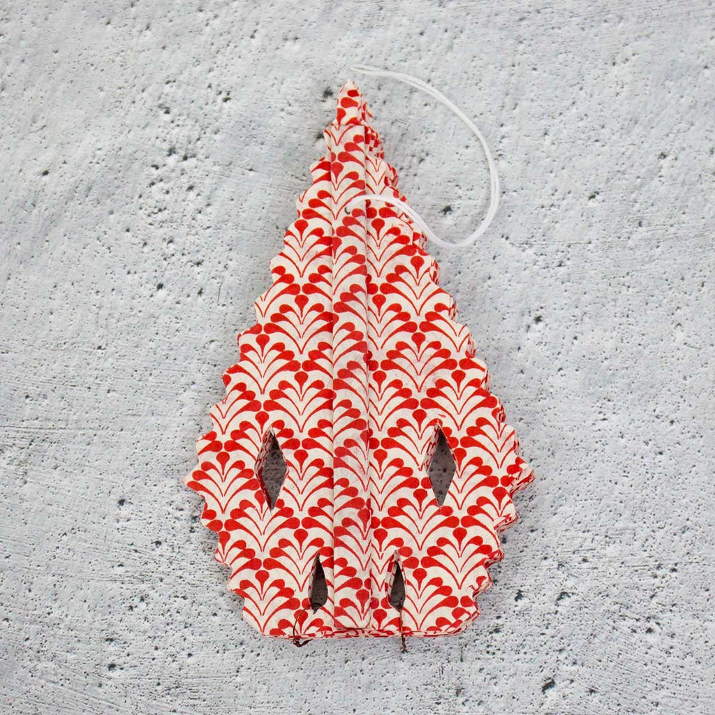 Red & White Kathmandu Handmade Paper Star | Fair Trade