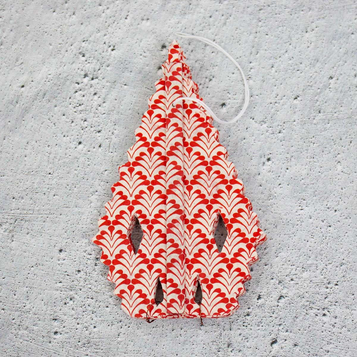 Red & White Kathmandu Handmade Paper Star | Fair Trade