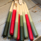 2 Tapered Dinner Candles | Dark Green & Ivory Ombre