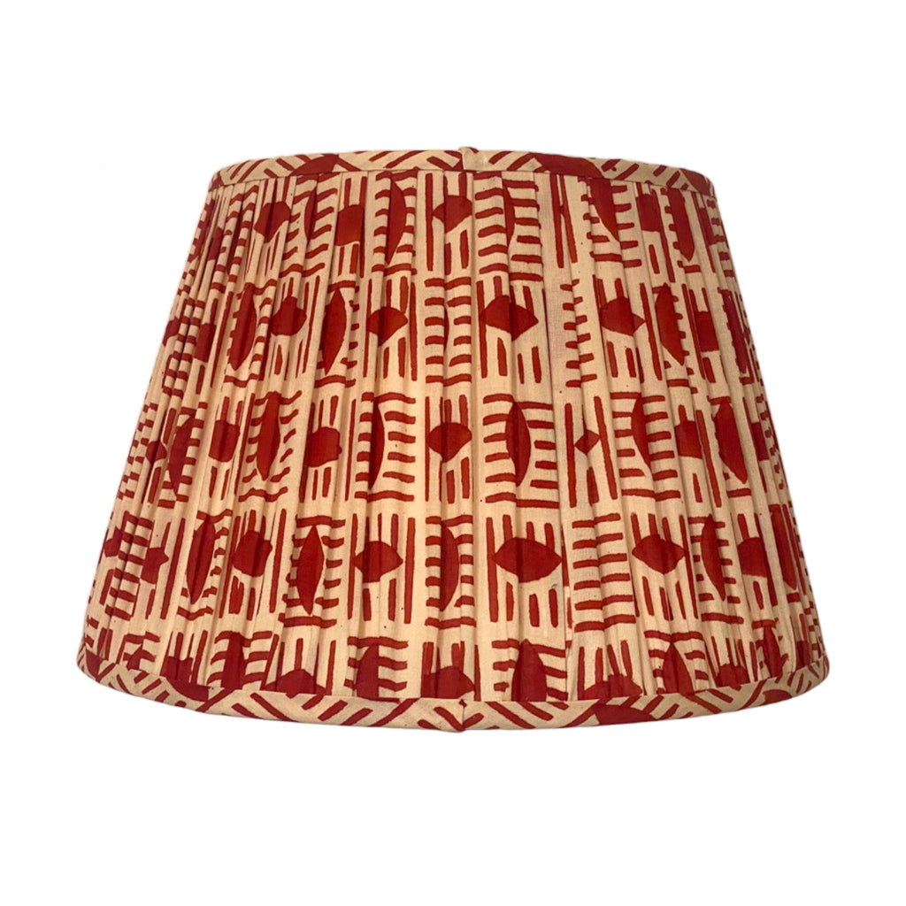 Handmade Red Brick Block Printed Cotton Lampshade