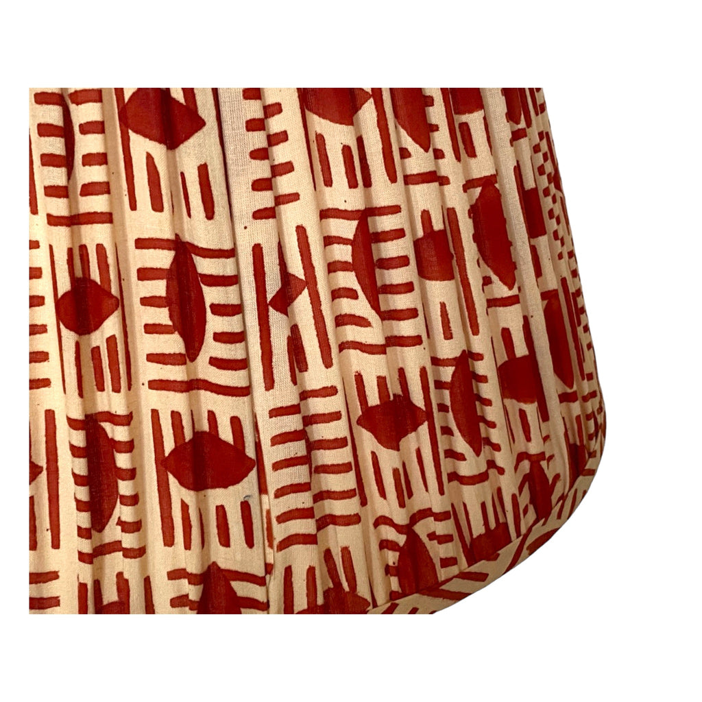 Handmade Red Brick Block Printed Cotton Lampshade