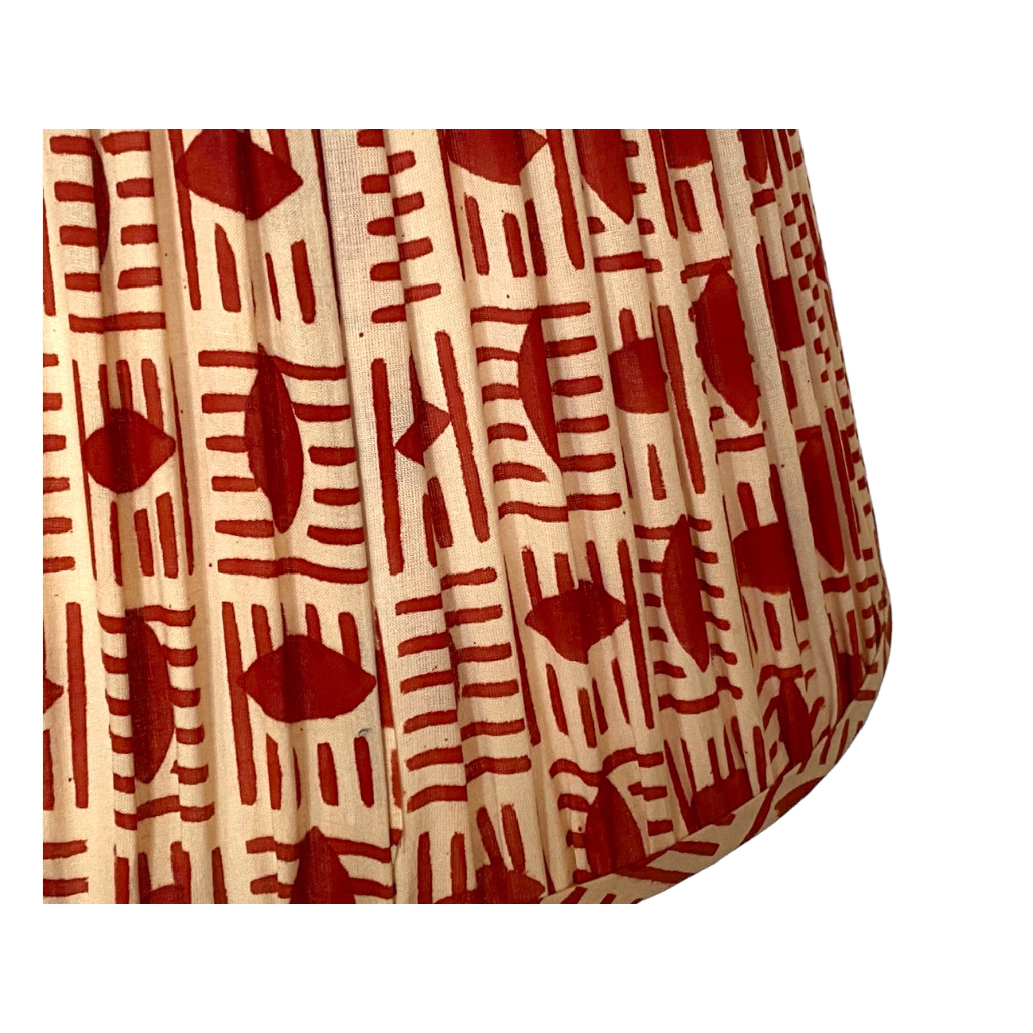 Handmade Red Brick Block Printed Cotton Lampshade