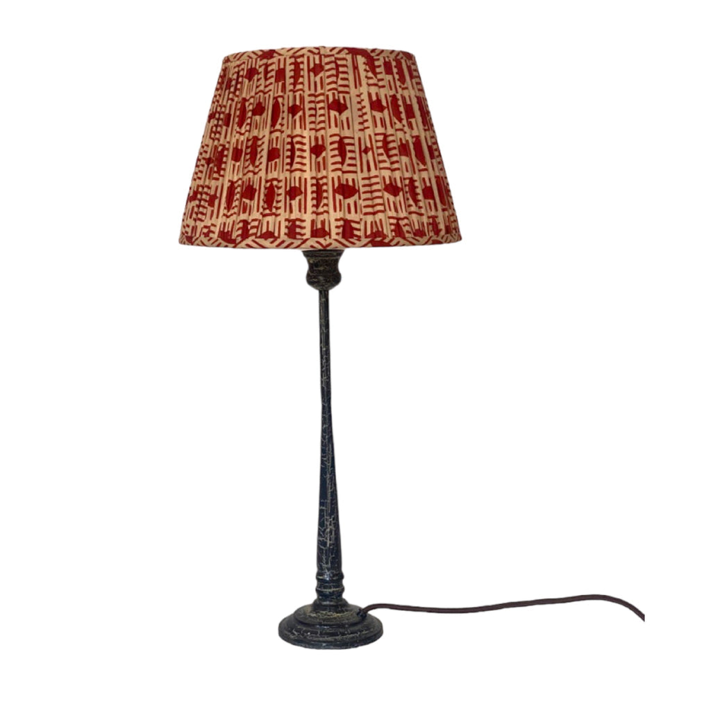 Handmade Red Brick Block Printed Cotton Lampshade