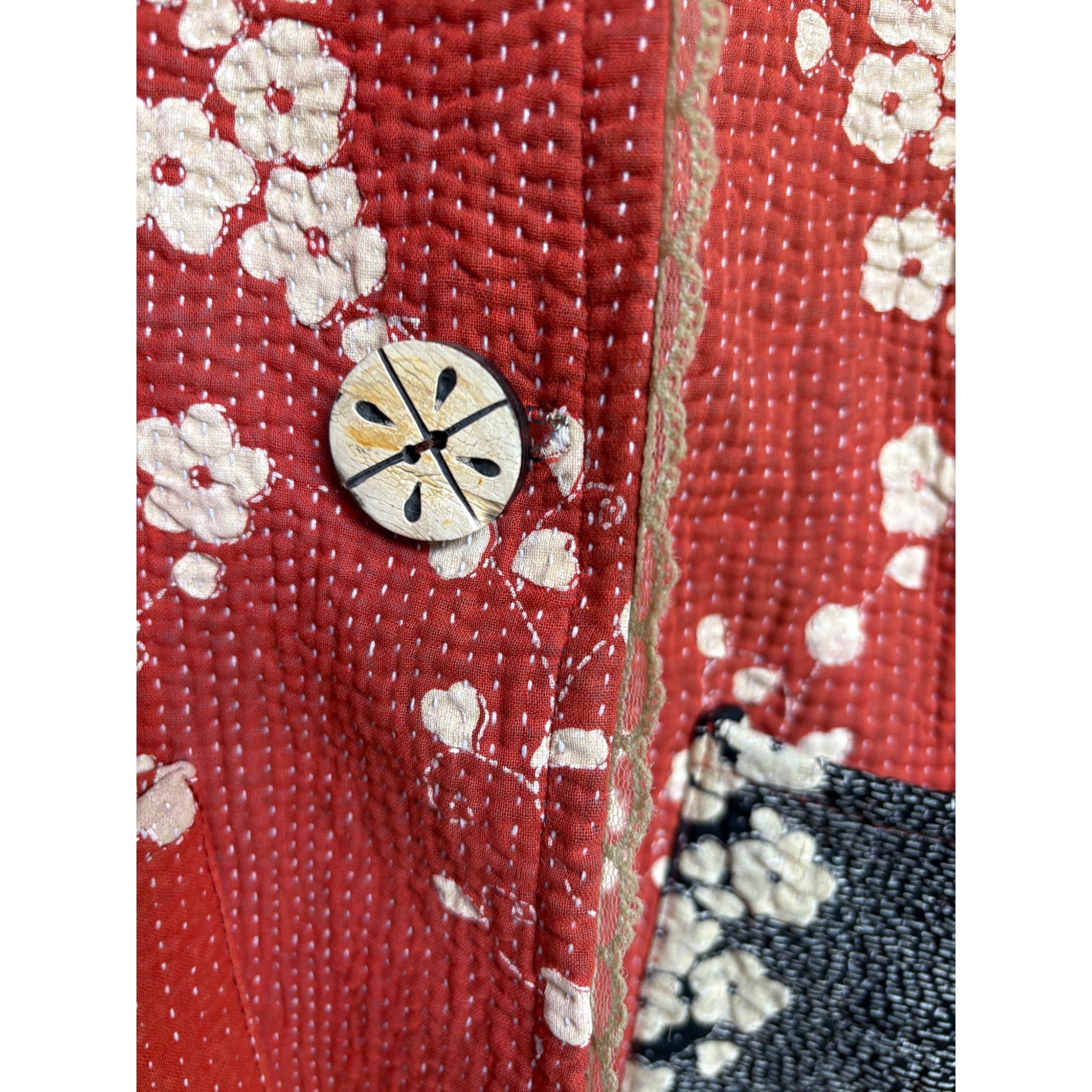 Red Long Kantha Coat