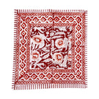 Red, Orange & White Block Printed Cotton Napkins | Set Of 4