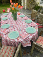Red, Orange & White Block Printed Cotton Napkins | Set Of 4
