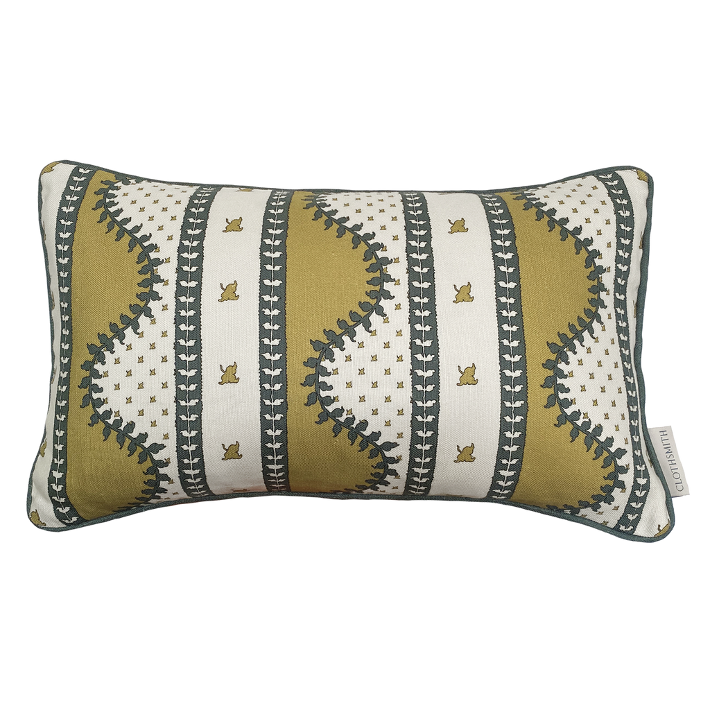 Renee Rectangular Cushion - Ochre & Dark Green