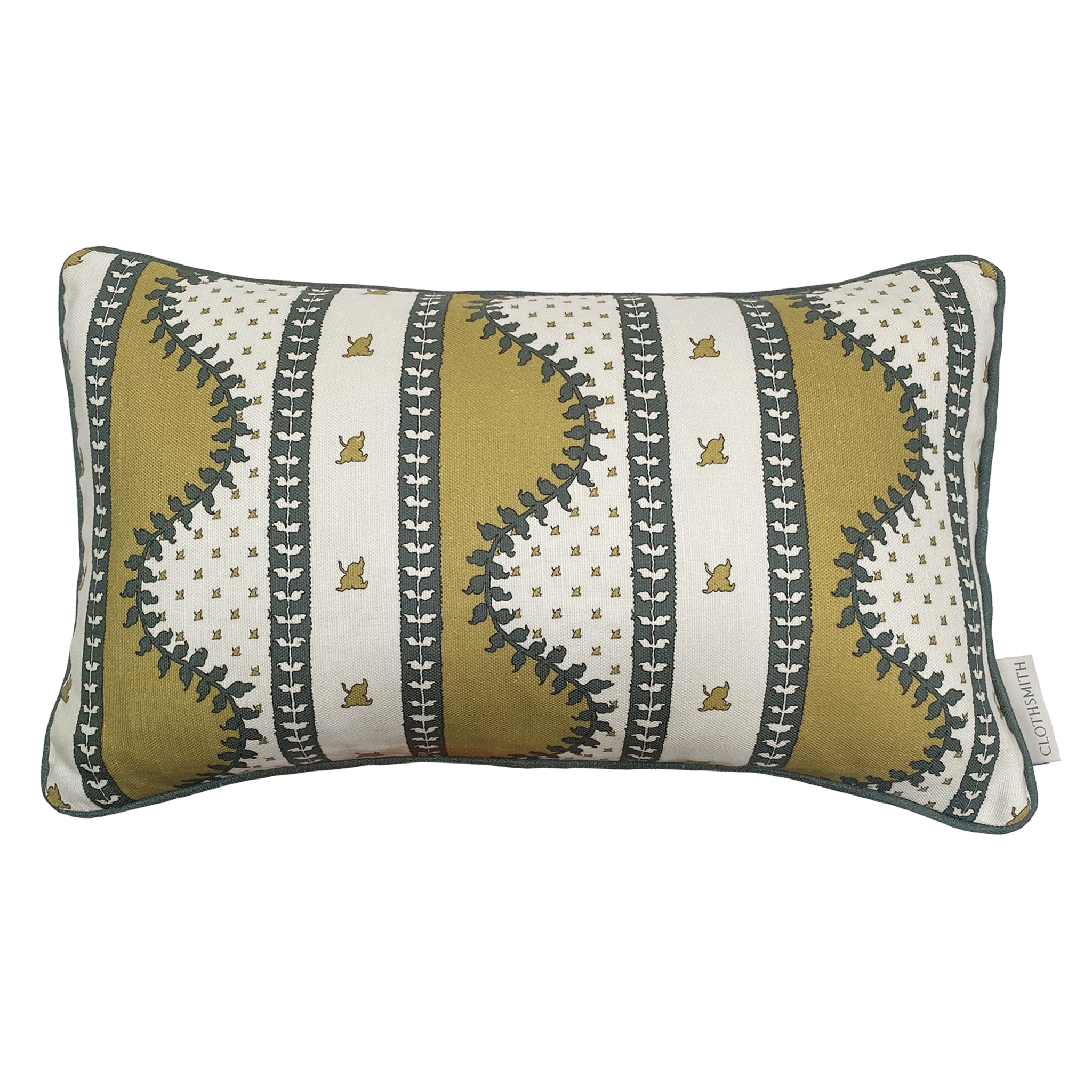 Renee Rectangular Cushion - Ochre & Dark Green