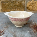 Vintage French Red Floral Transferware Ceramic Bowl
