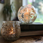 Round Glass Vase With Natural Embedded Flowers | 12cm