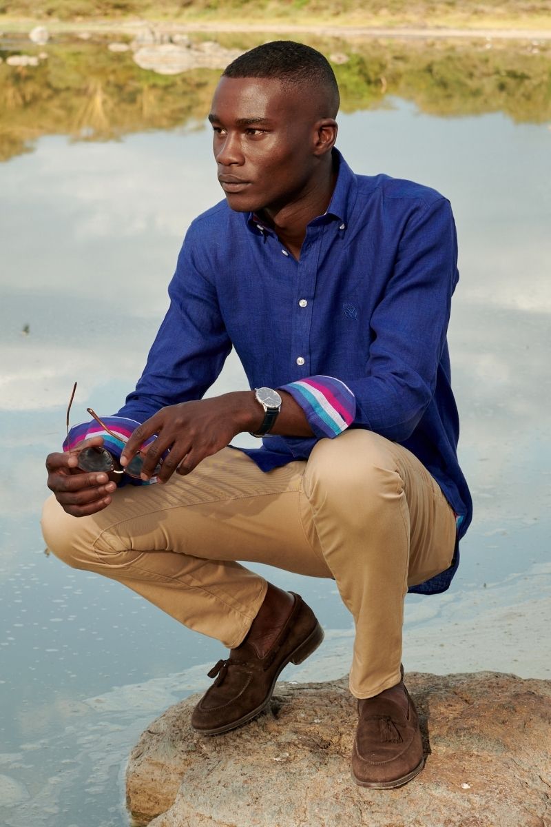 Royal Blue Linen Shirt