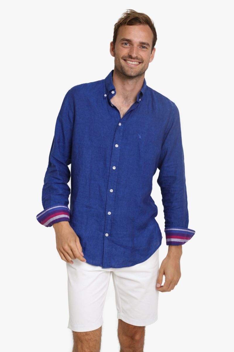 Royal Blue Linen Shirt