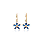 Blossom Drop Earrings in Gold with Sapphire and White Zirconia