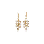 Fern Drop earrings in gold with Crystal