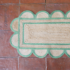 SPRING GREEN scalloped hand woven jute floor mat