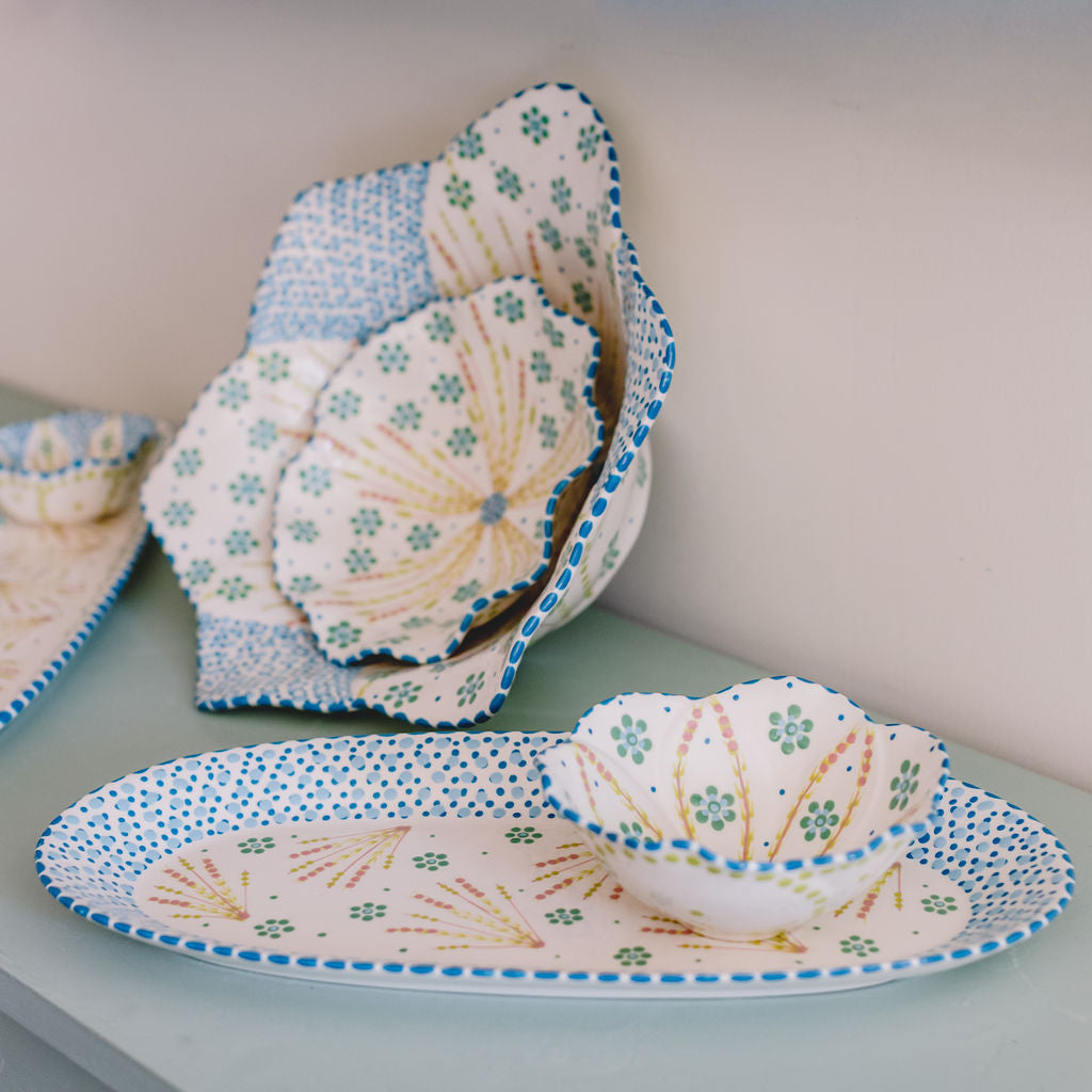 Potterswork Nibble Bowls - White and Blue