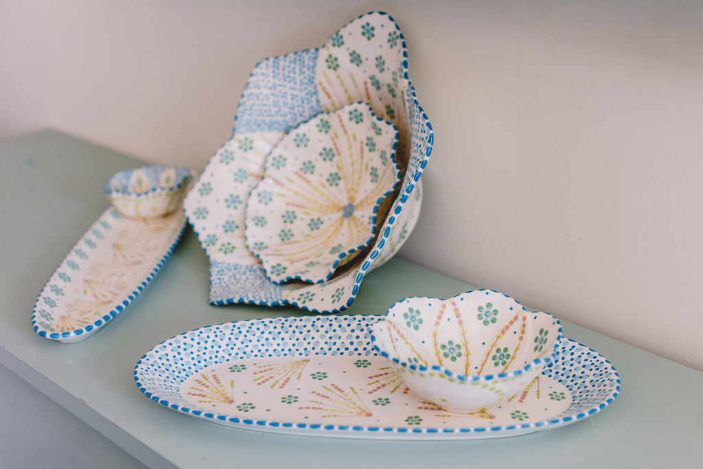 Potterswork Statement Bowl - White and Blue