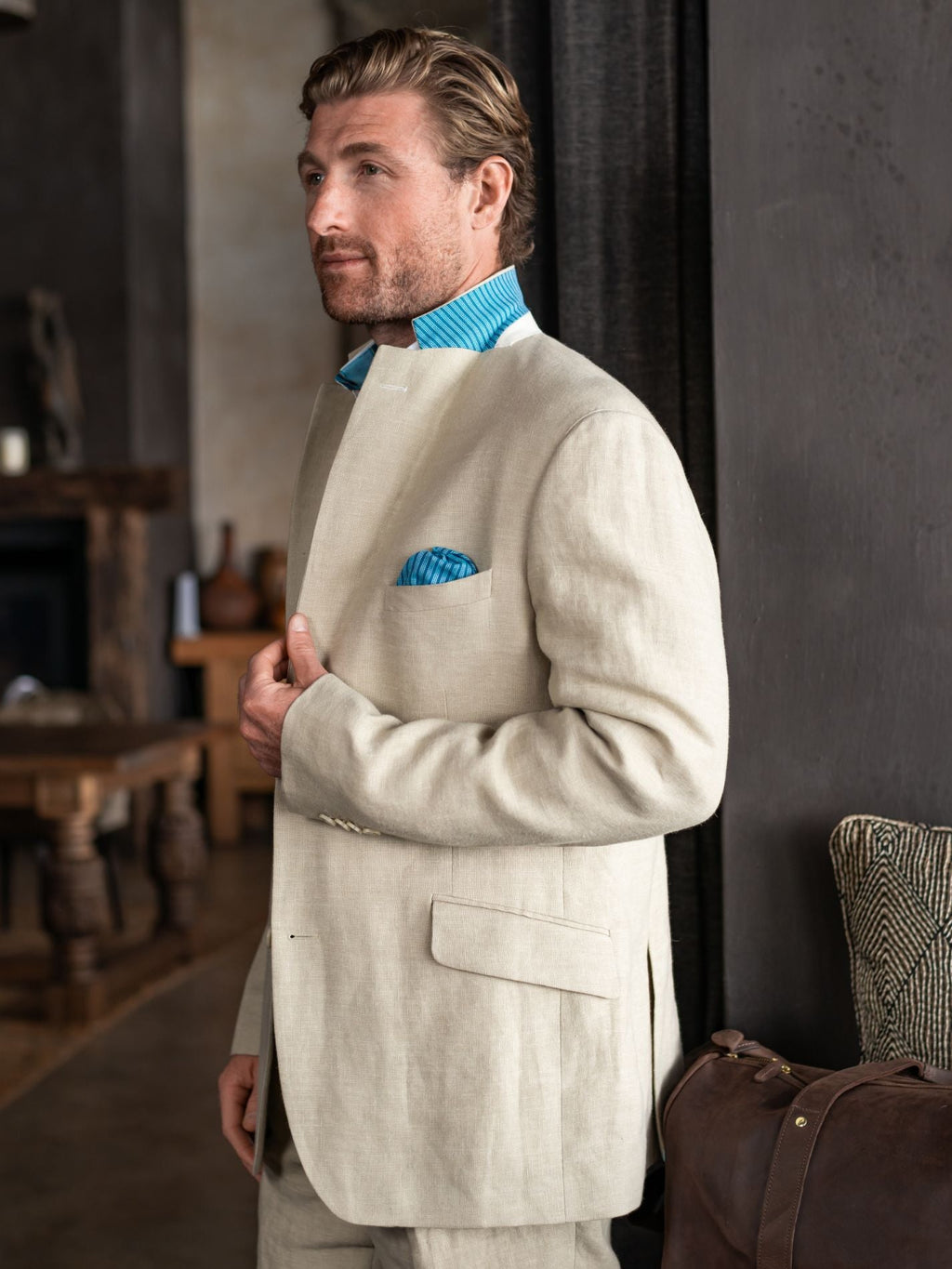 Pale Beige Linen Blazer