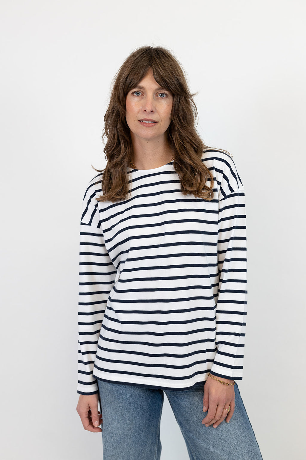 Sadie Midweight Organic Cotton Black Breton T-Shirt