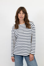 Sadie Midweight Organic Cotton Black Breton T-Shirt