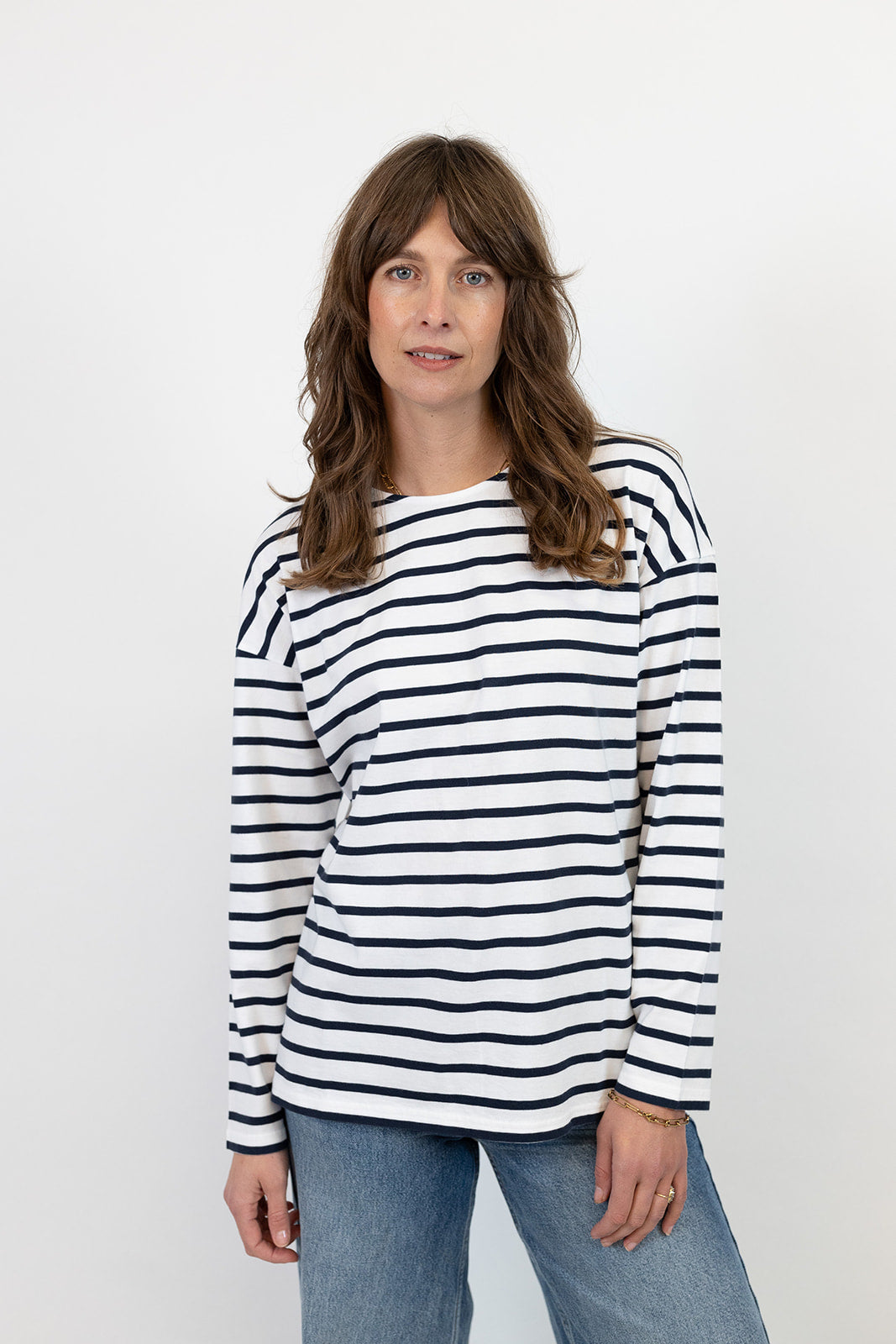 Sadie Midweight Organic Cotton Black Breton T-Shirt