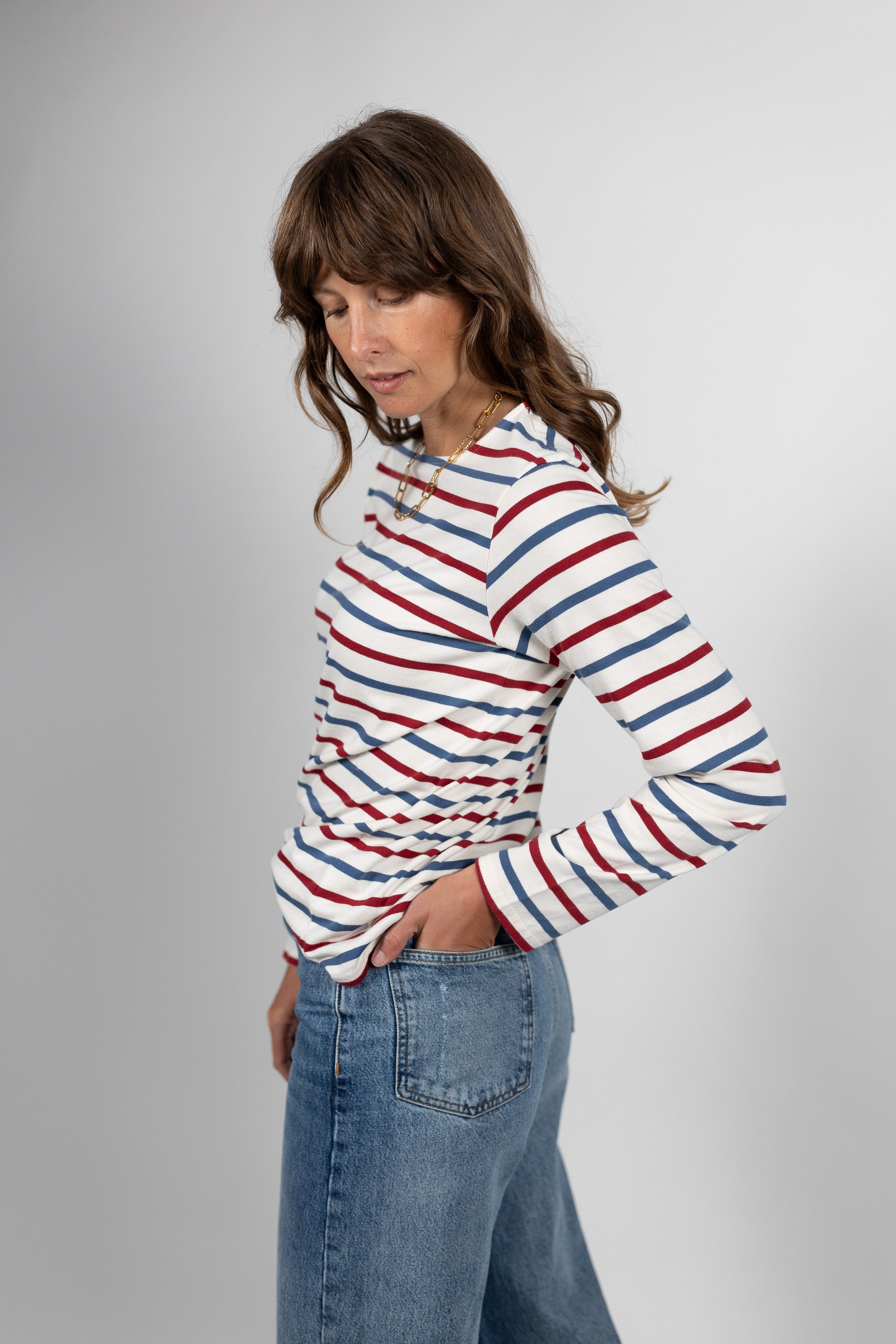 Sadie Midweight Organic Cotton Cherry Breton T-Shirt