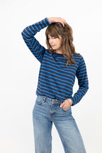 Sadie Midweight Organic Cotton Sky/Navy Breton T-Shirt