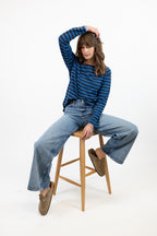 Sadie Midweight Organic Cotton Sky/Navy Breton T-Shirt