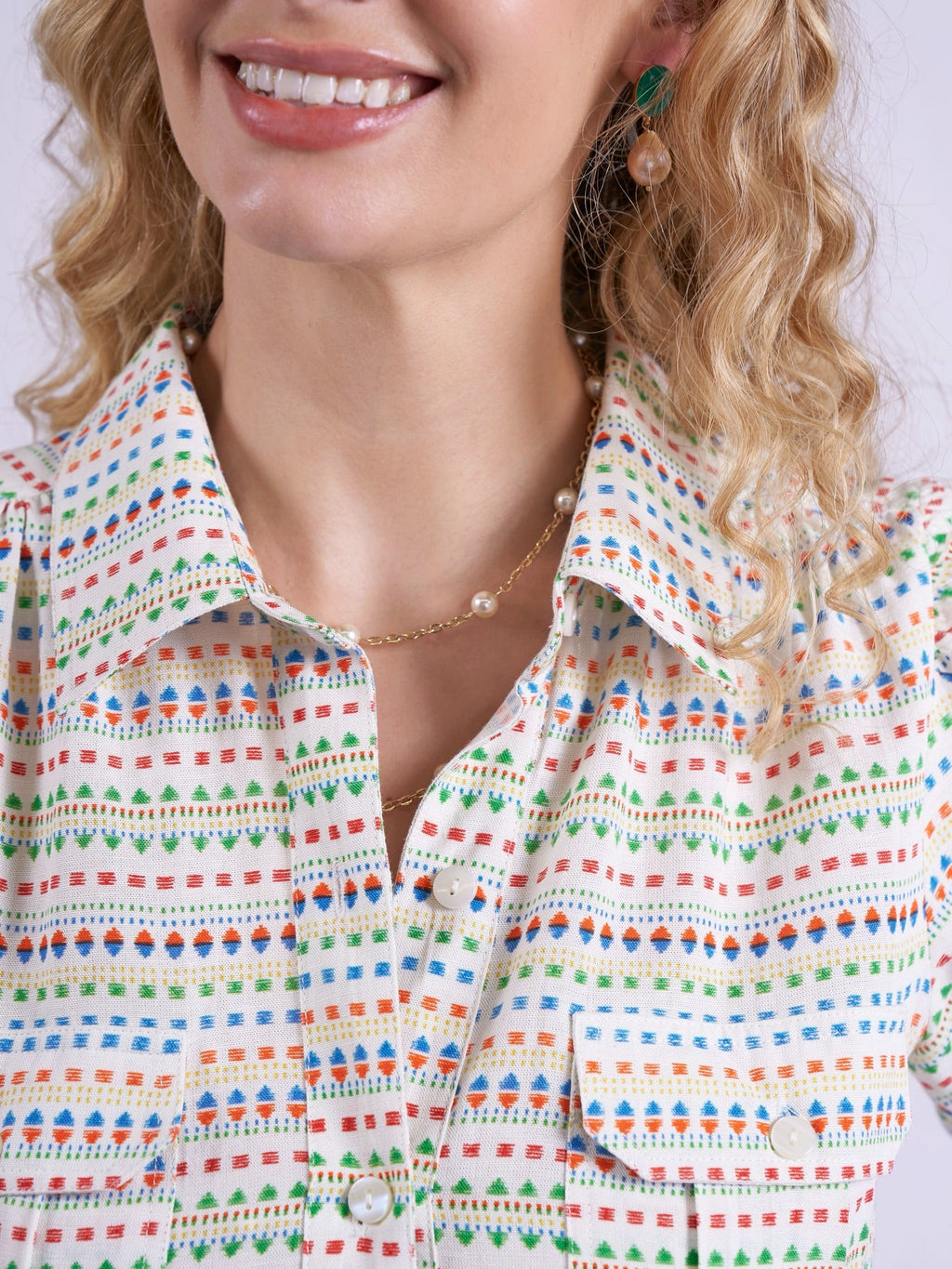 'SAFARI' SHIRT DRESS IN AZTEC MULTI