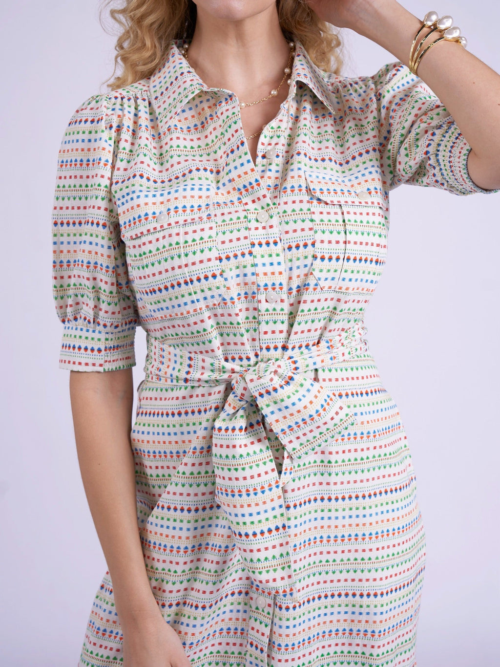 'SAFARI' SHIRT DRESS IN AZTEC MULTI