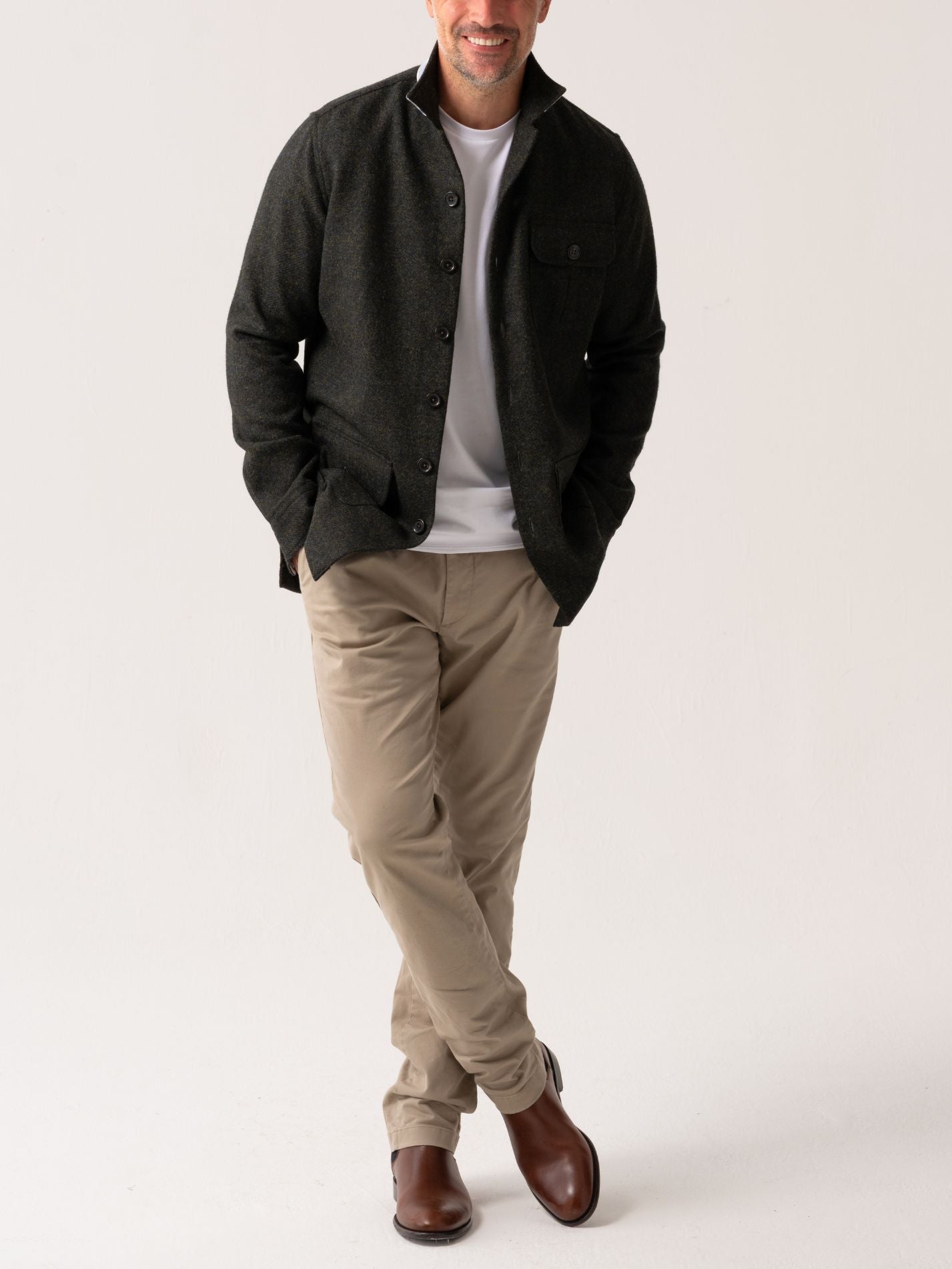 Wool Safari Jacket - Artillery Green