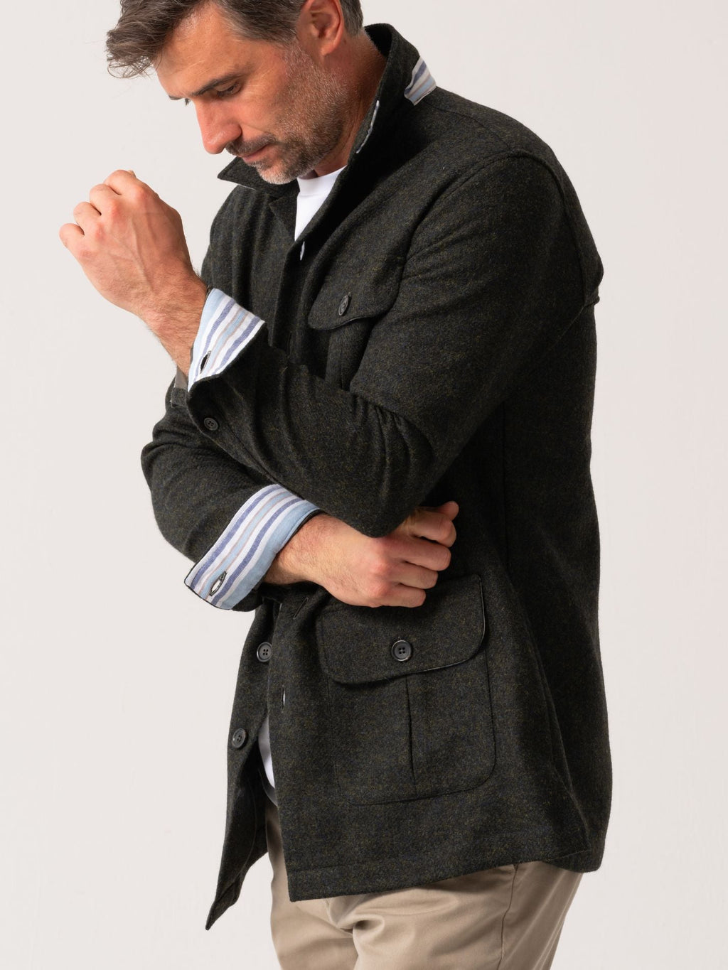 Wool Safari Jacket - Artillery Green